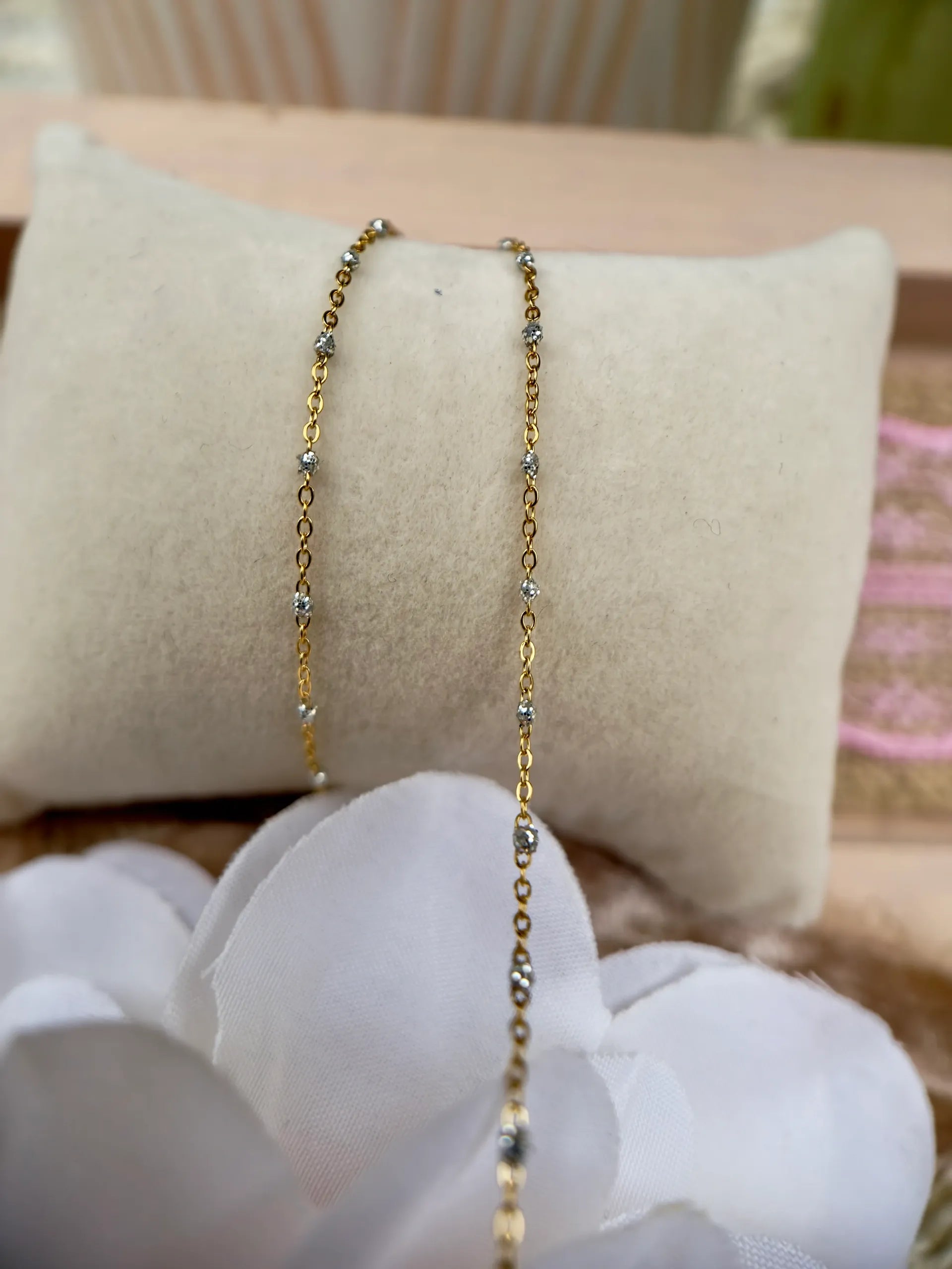 Dainty Disco Ball | 14k PVD Gold Chain