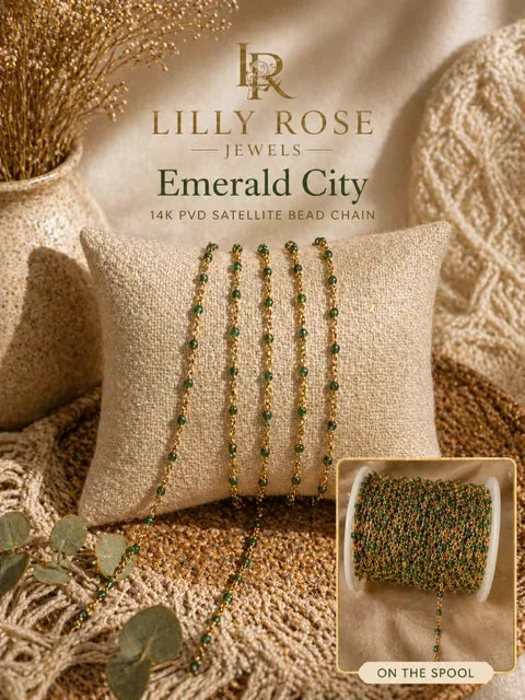 Emerald City™ Enamel | 14k PVD Gold Stainless Steel Satellite Chain