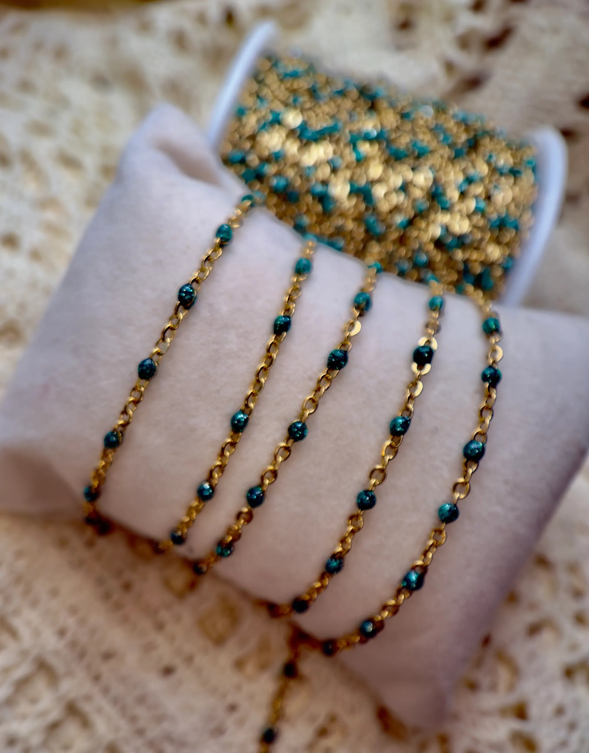 Emerald City™ Enamel | 14k PVD Gold Stainless Steel Satellite Chain