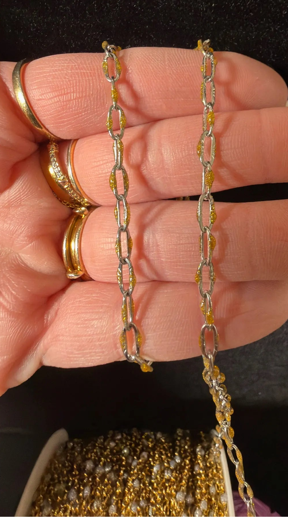 Sparkly Gold Enamel | Stainless Steel Paper Clip Chain
