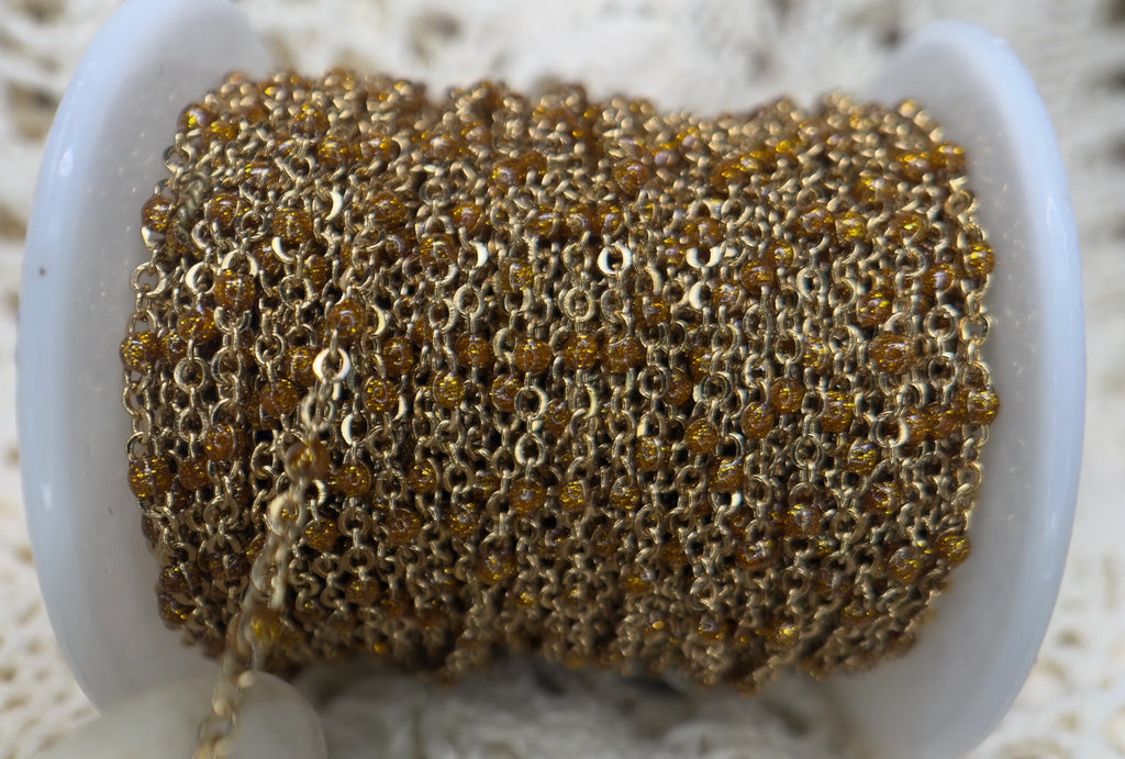 Golden Stardust™ Enamel | 14k PVD Gold Over Surgical Stainless Steel Satellite Chain