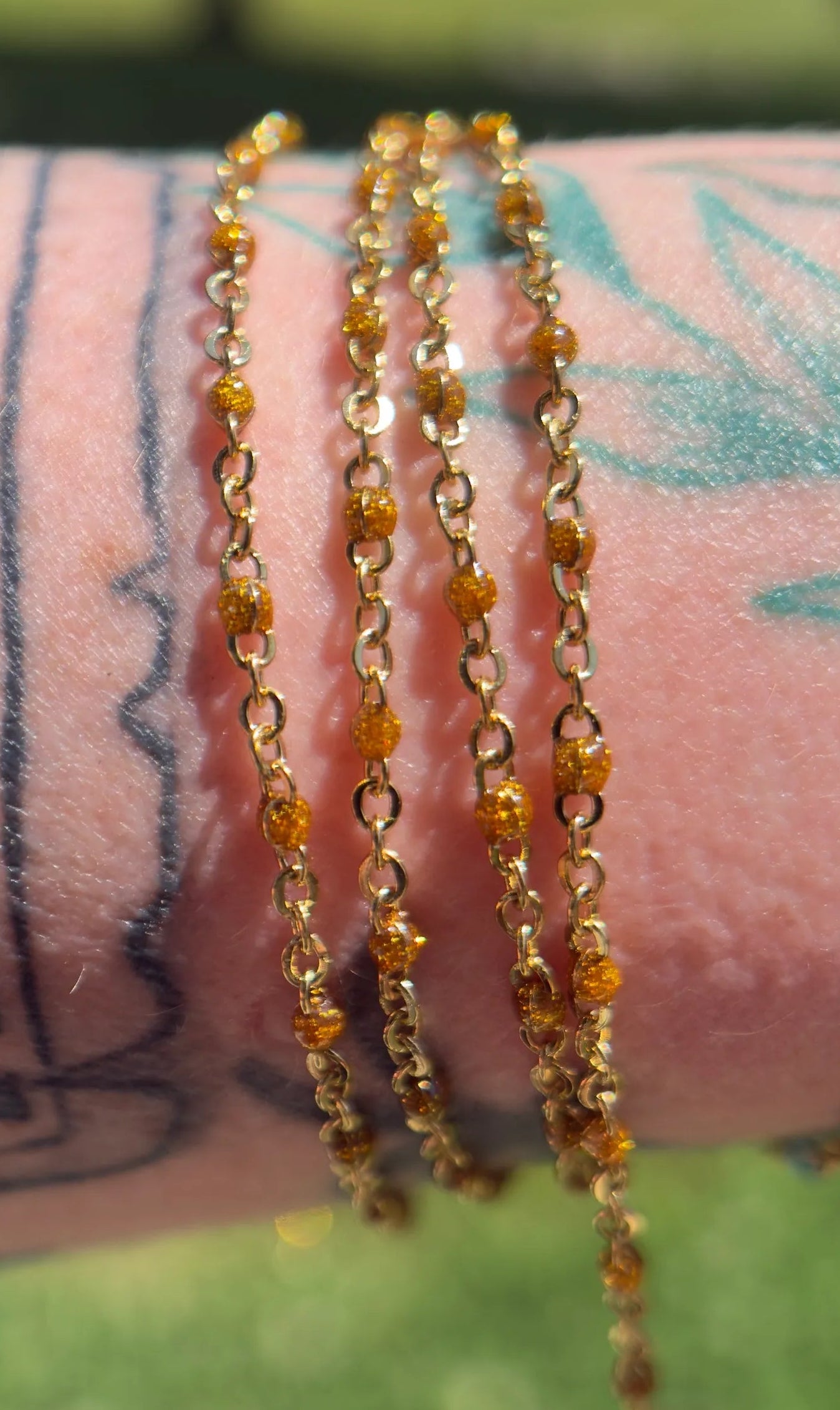 Golden Stardust™ Enamel | 14k PVD Gold Over Surgical Stainless Steel Satellite Chain