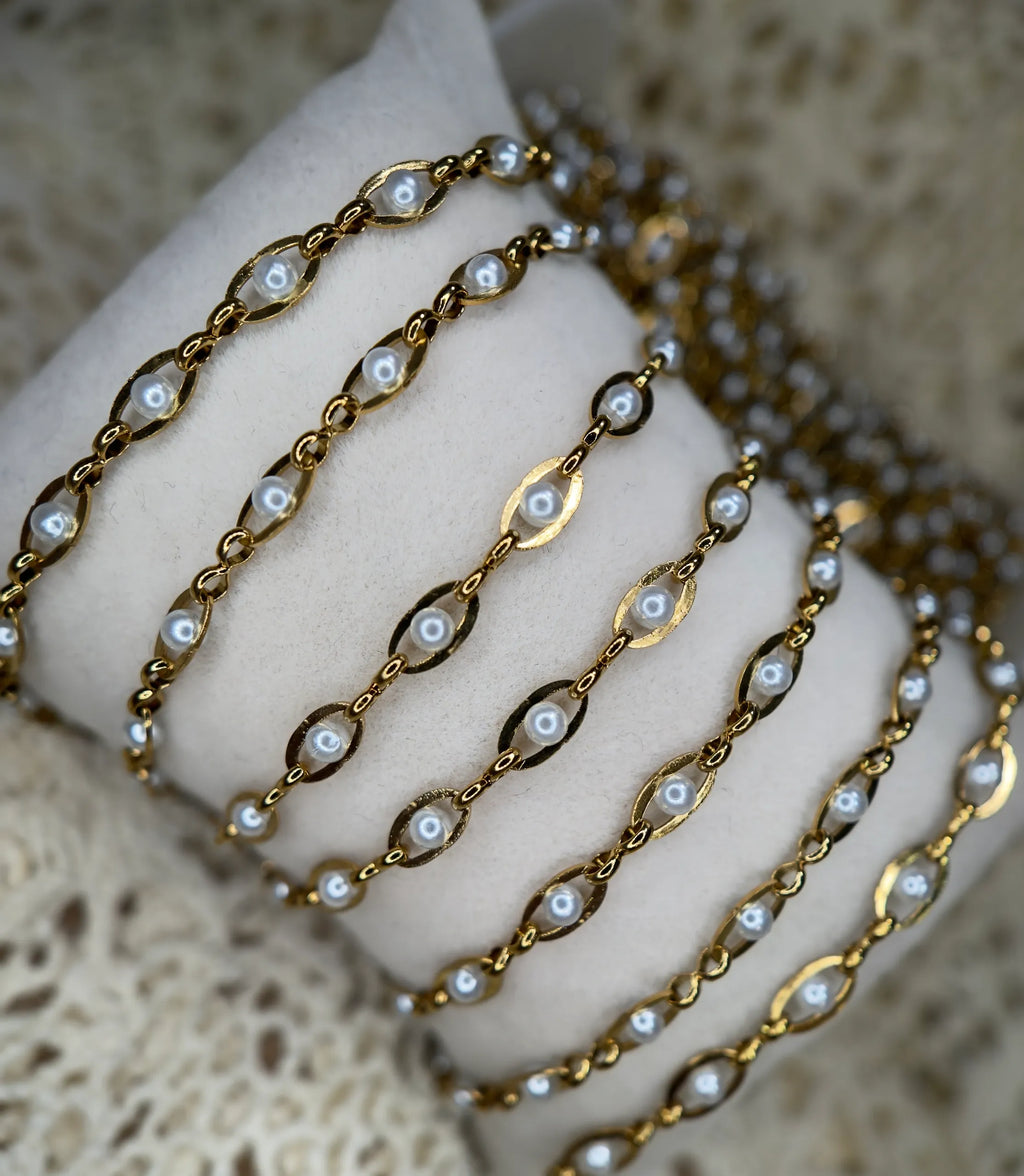 Michelle Pearl Chain | 14k PVD Gold / 304 Stainless Steel