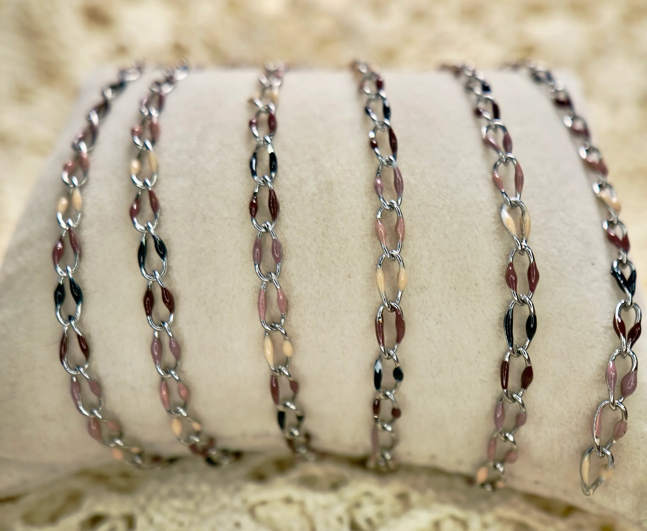 Mocha Enamel | Stainless Steel Oval Chain
