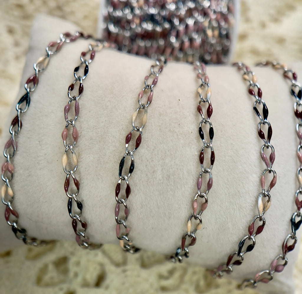Mocha Enamel | Stainless Steel Oval Chain