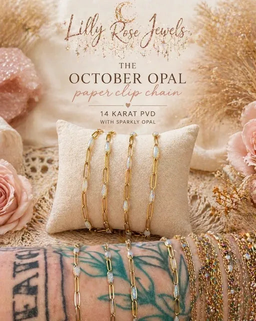 14K PVD October Sparkly Opal Paper Clip