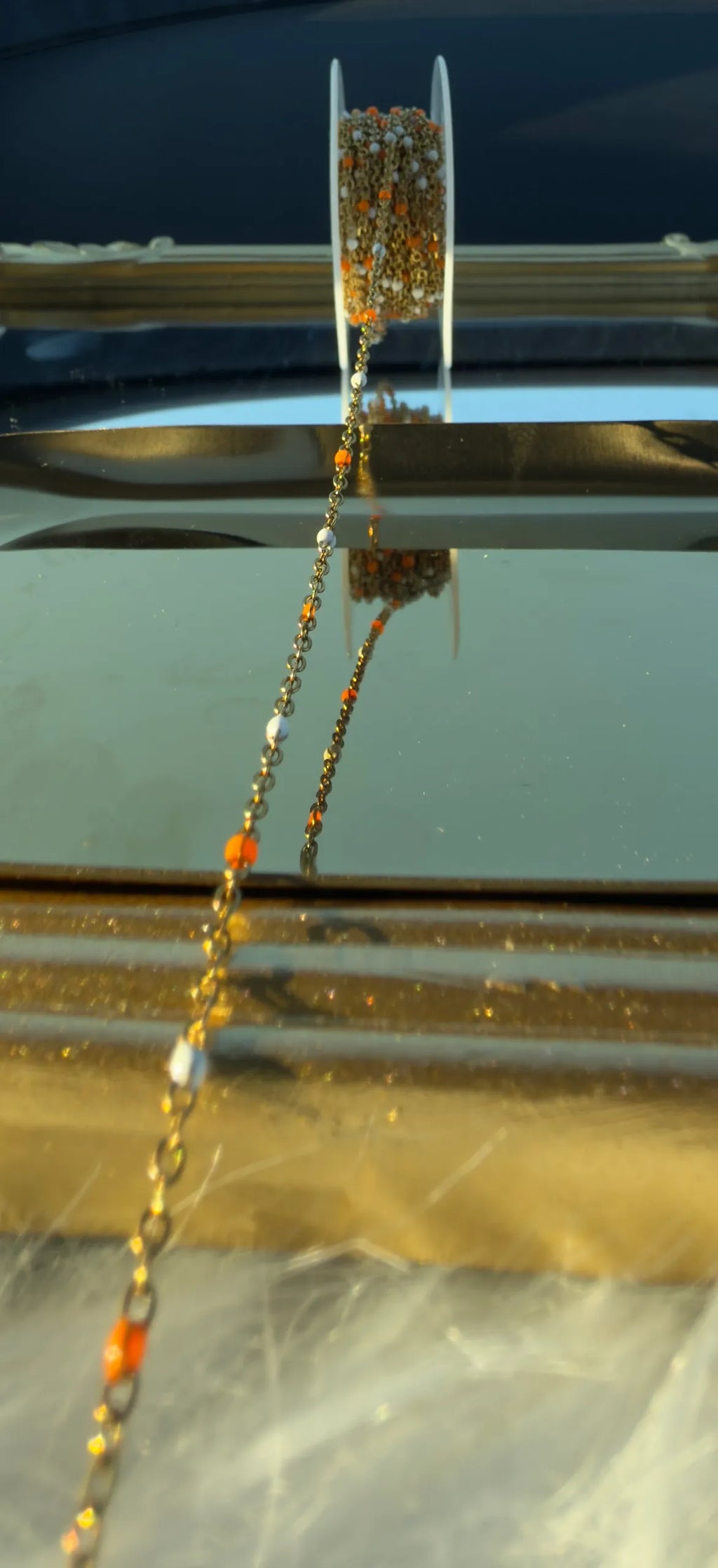 Orange and White Enamel | PVD Gold Chain