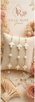 Pearl & Pearl Cross | PVD Gold Chain