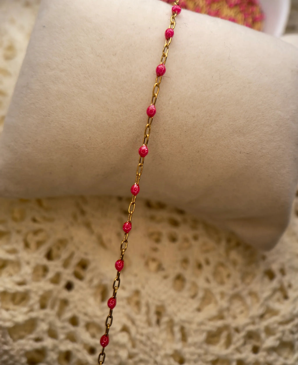 Pink Enamel | 14k PVD Gold Paper Clip Chain