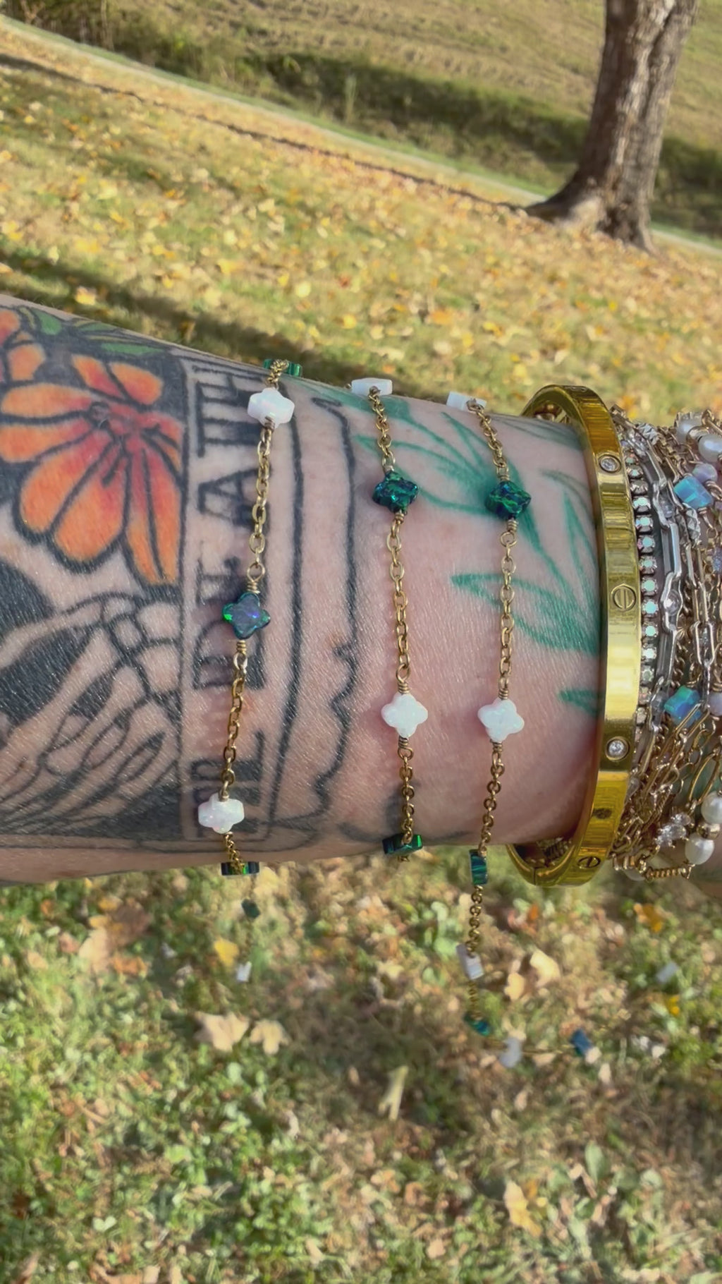 Emerald Glow Opalite Clover Chain TM