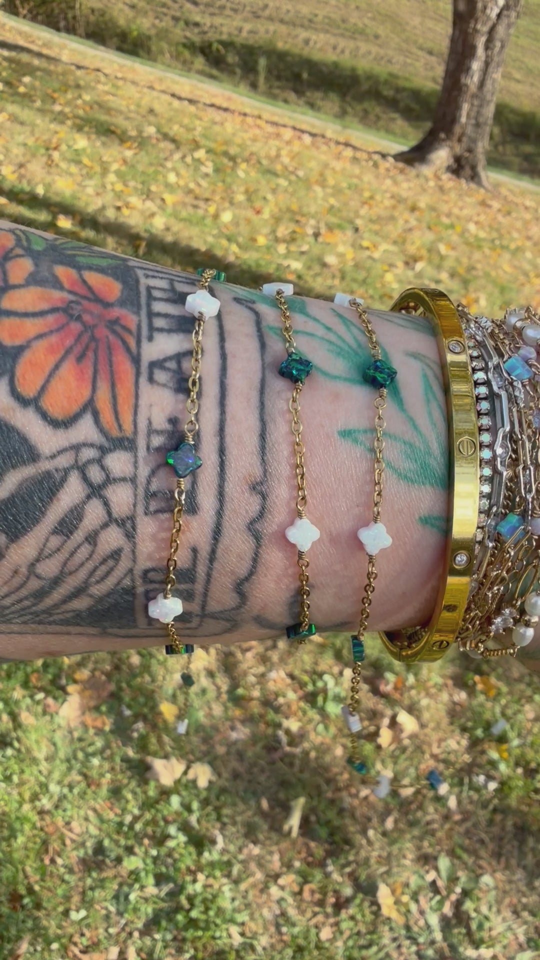 Emerald Glow Opalite Clover Chain TM
