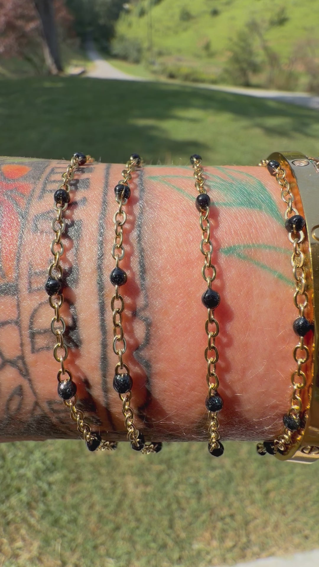 Midnight Black Enamel | PVD Gold Chain