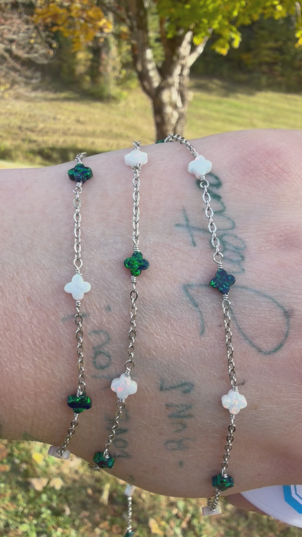 Emerald Glow Opalite Clover Chain TM