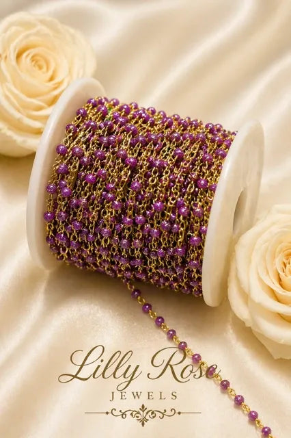 Purple Rain Enamel | PVD Gold Satellite Chain