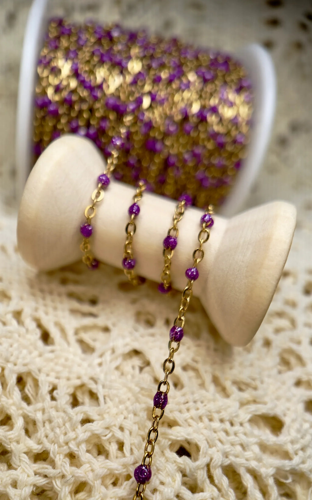 Purple Rain Enamel | PVD Gold Satellite Chain