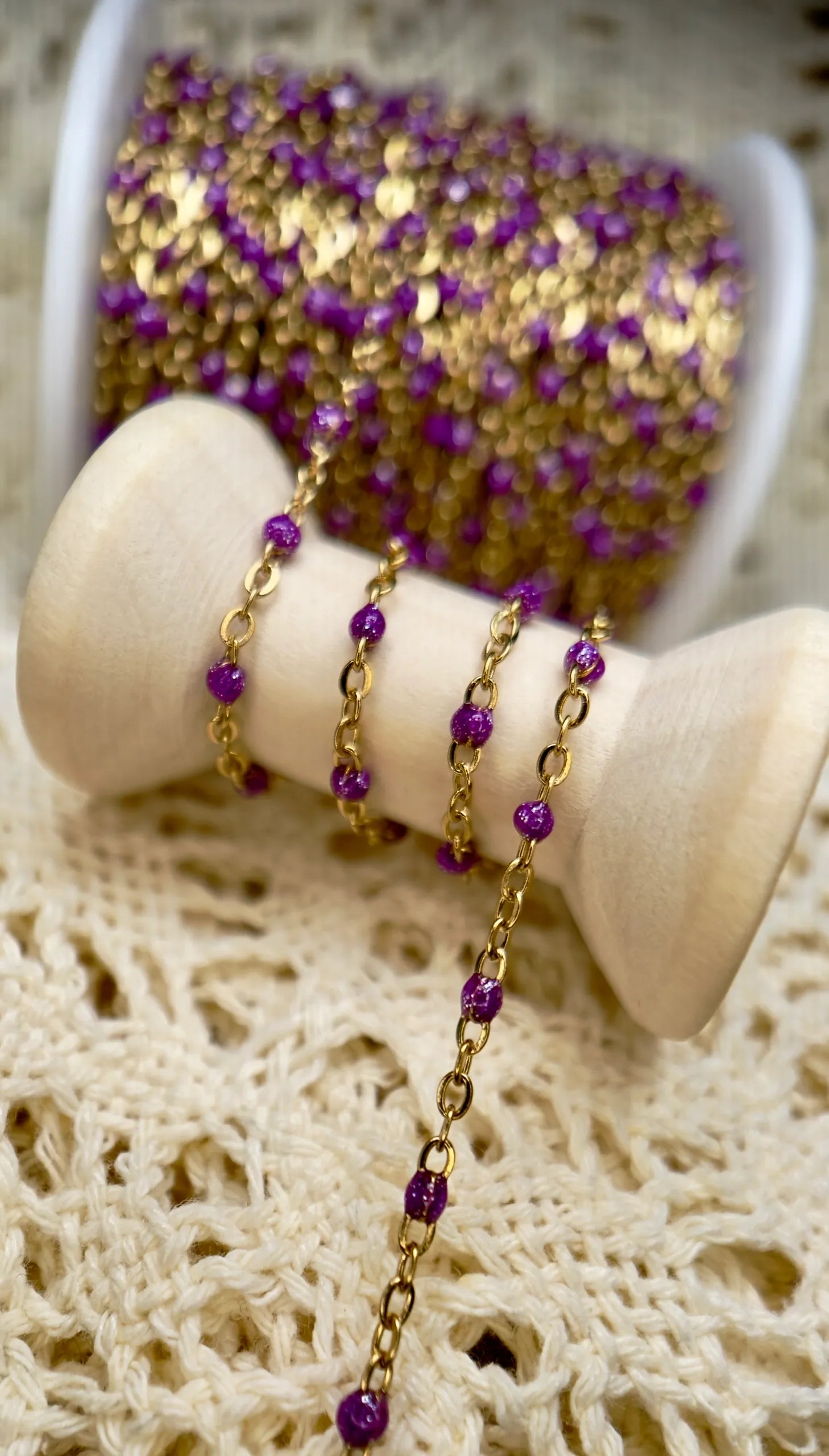 Purple Rain Enamel | PVD Gold Satellite Chain