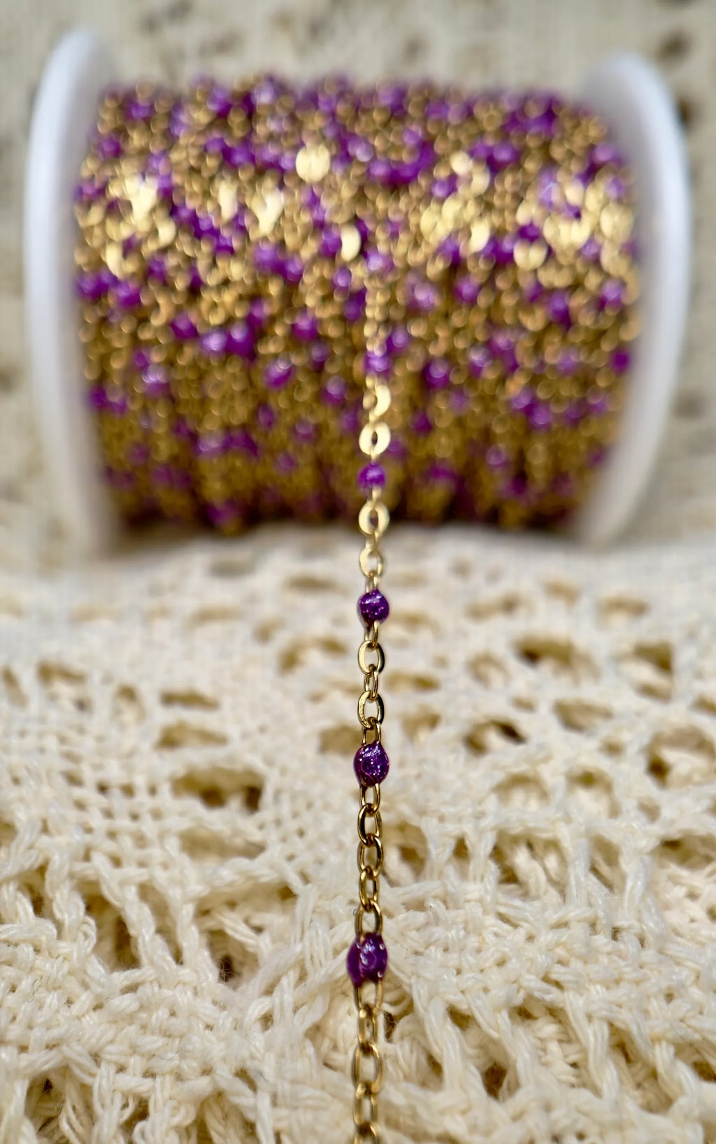 Purple Rain Enamel | PVD Gold Satellite Chain