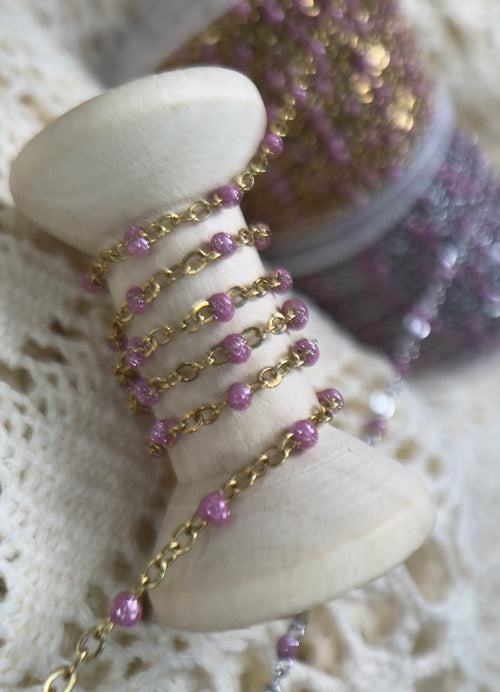 Barbie Pink Enamel | PVD Gold Satellite Chain