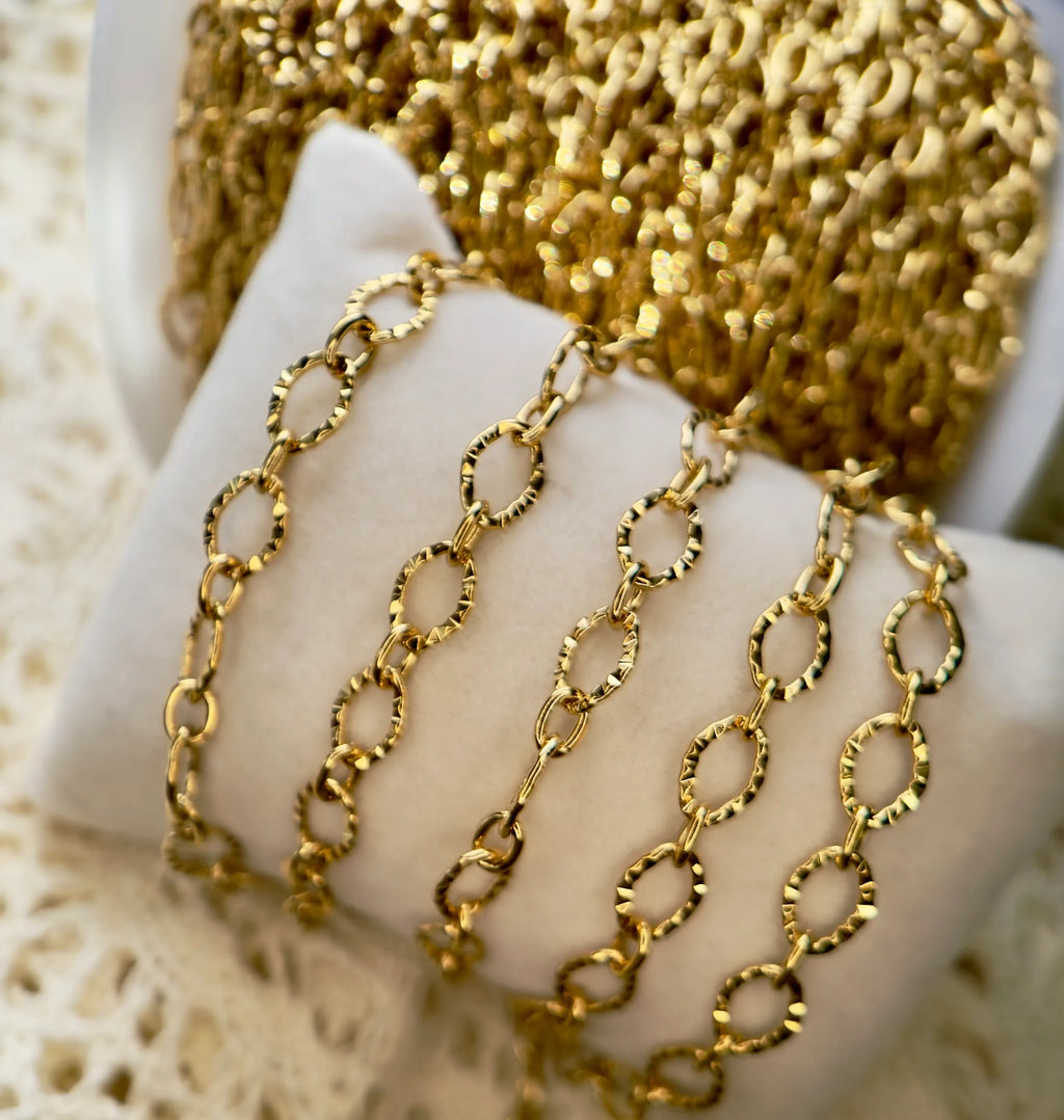 PVD Gold Textured Oval Chain
