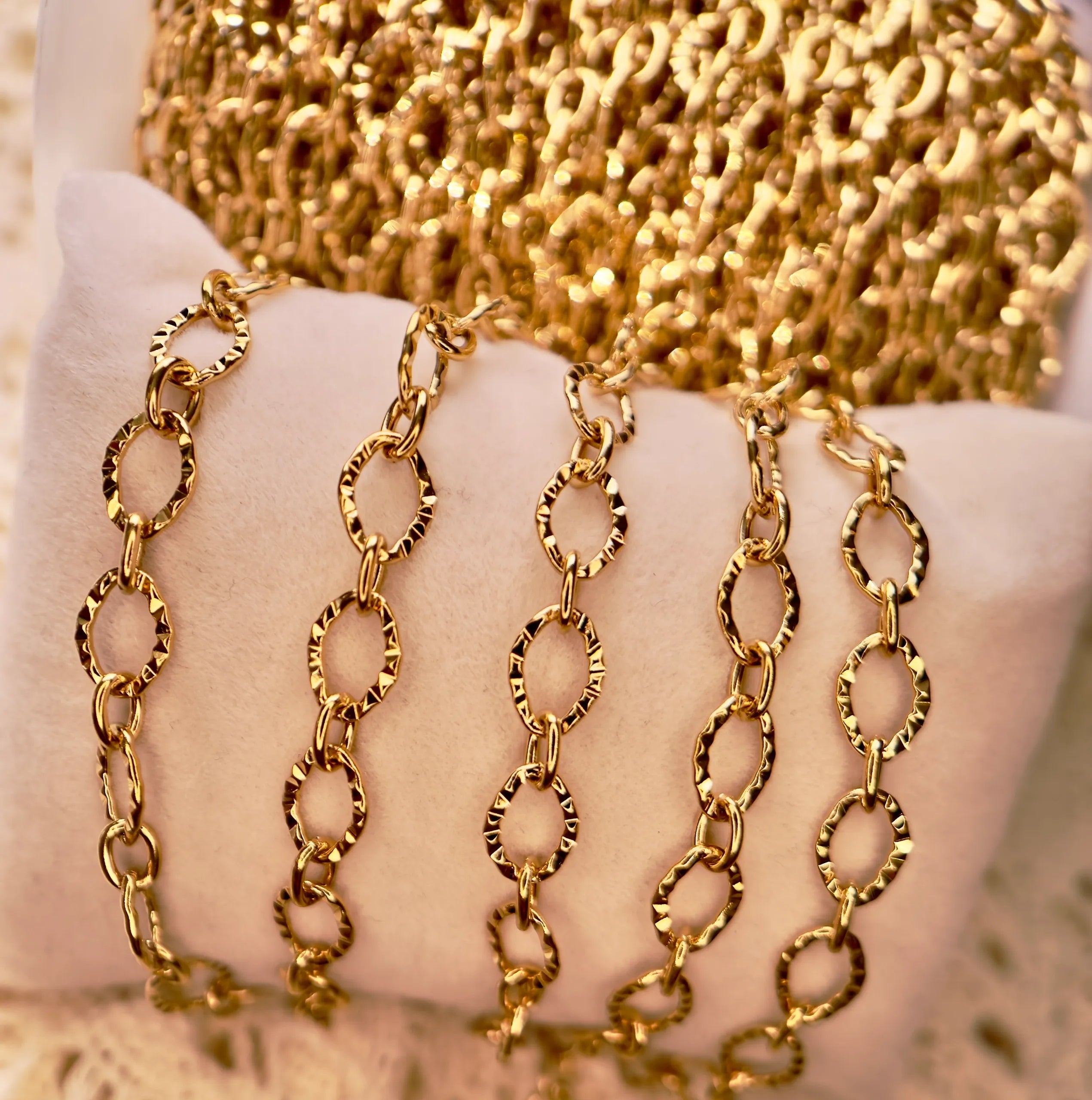 PVD Gold Textured Oval Chain