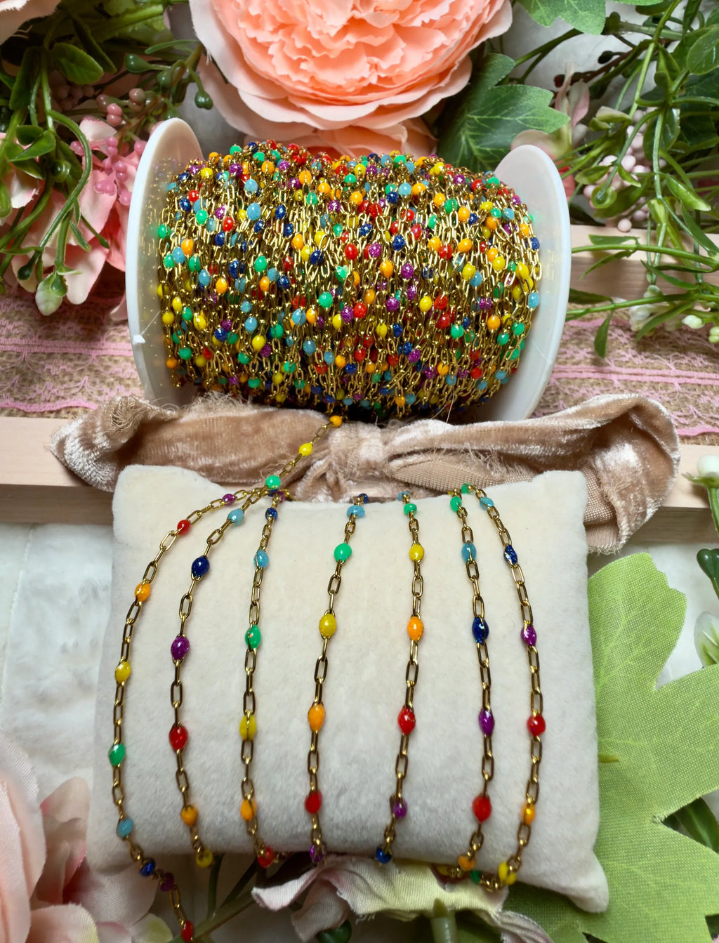 ROYGBIV Rainbow | 14K PVD Gold & 316 Surgical Stainless Steel Starburst Chain