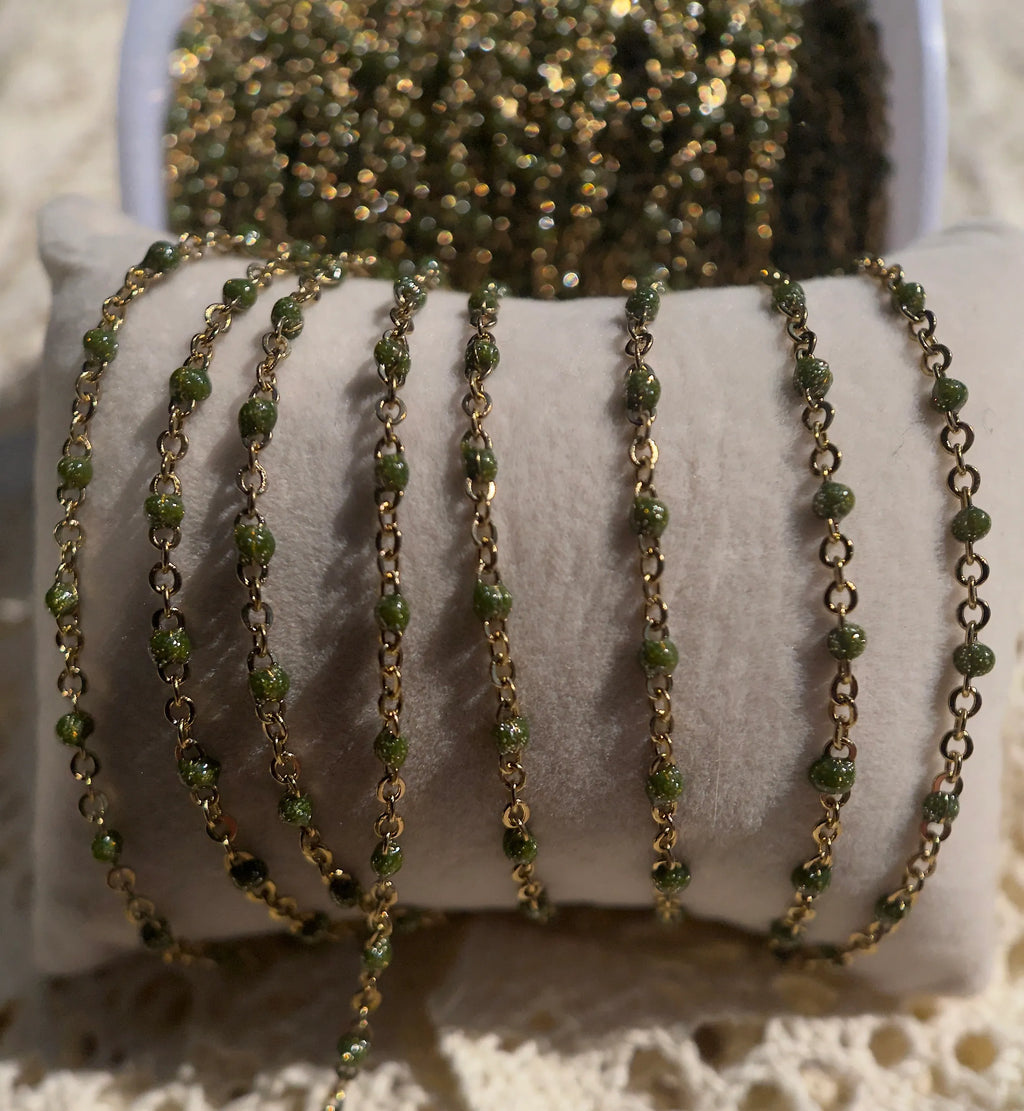 Sage and Sparkle | 14k PVD Gold Stainless Steel