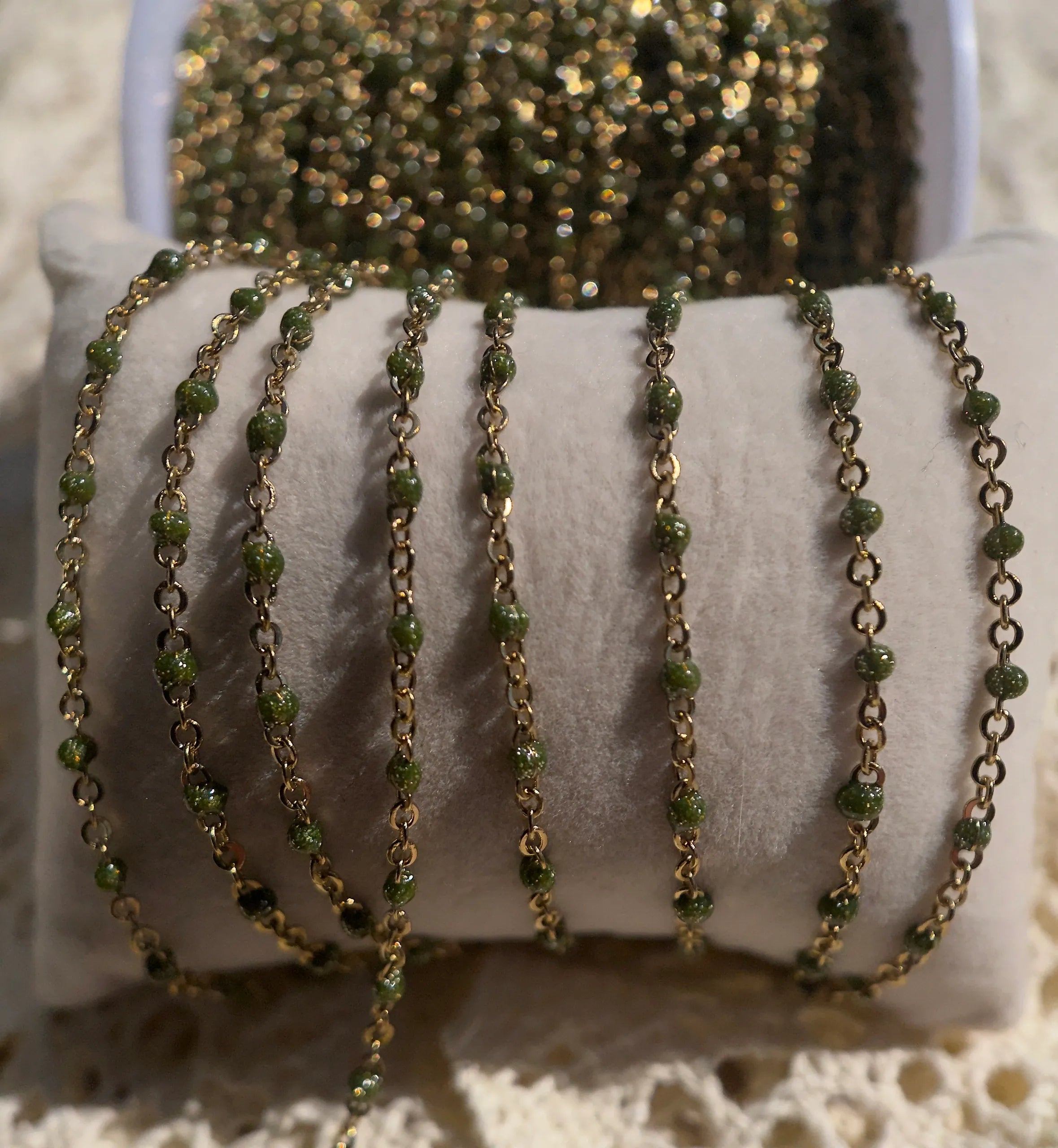 Sage and Sparkle | 14k PVD Gold Stainless Steel