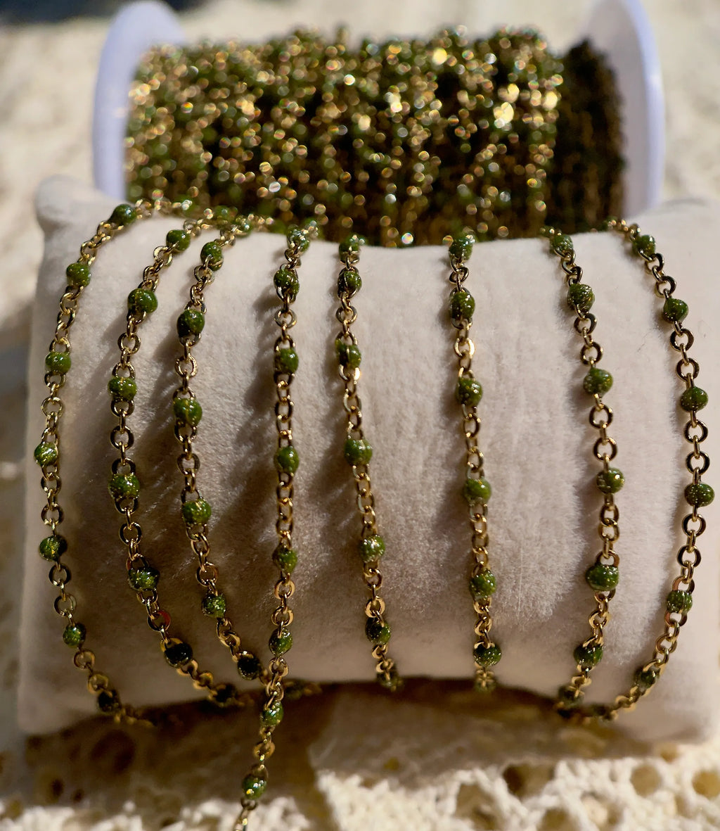 Sage and Sparkle | 14k PVD Gold Stainless Steel