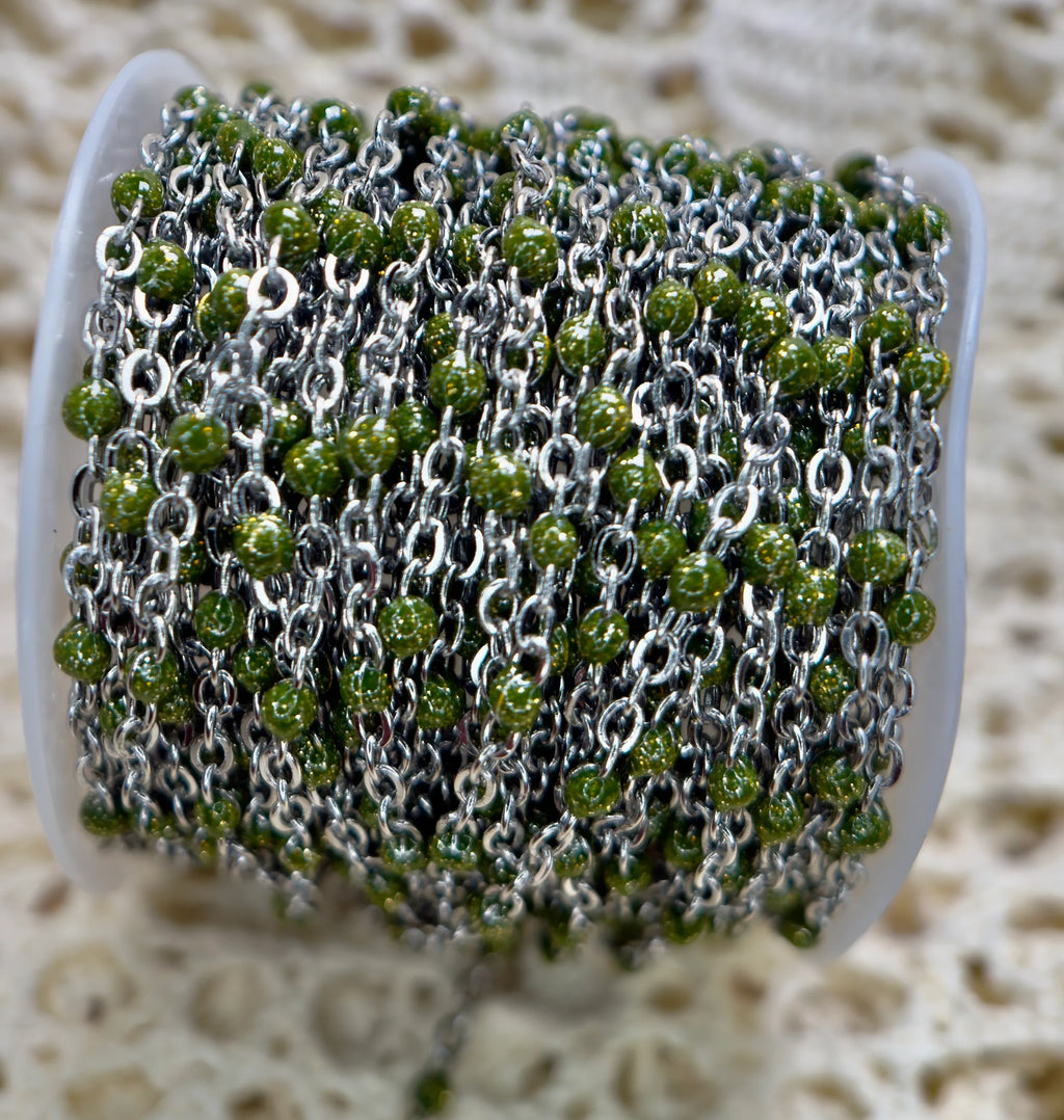 Sage Serenity Enamel | 304 Stainless Steel Satellite Chain
