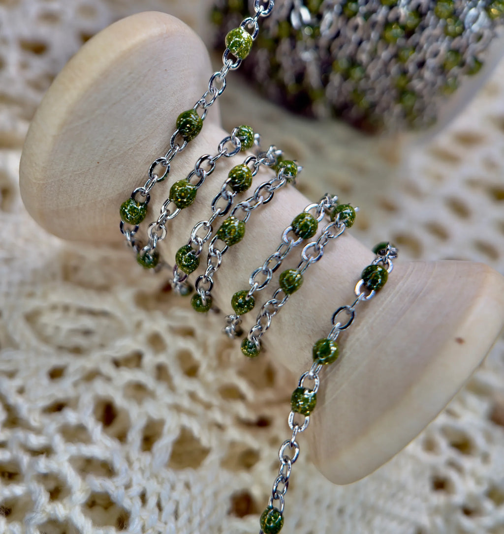 Sage Serenity Enamel | 304 Stainless Steel Satellite Chain