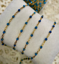 Sapphire Blue Enamel | 14k PVD Gold Paper Clip Chain