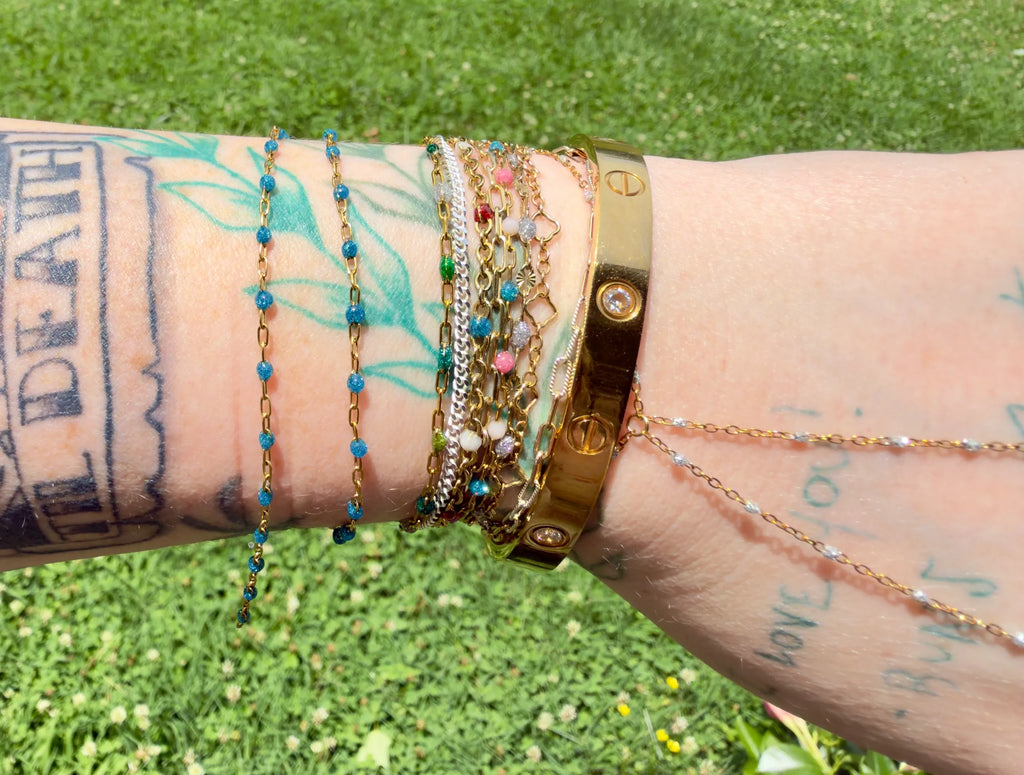 Sapphire Starlight | Dainty Paper Clip Chain