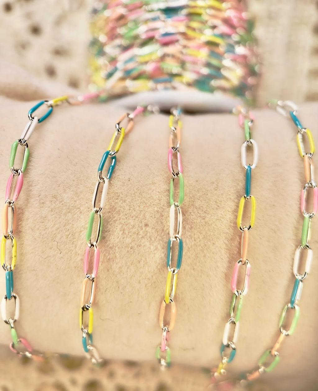 Seaside Sorbet Enamel | Stainless Steel Paper Clip Chain