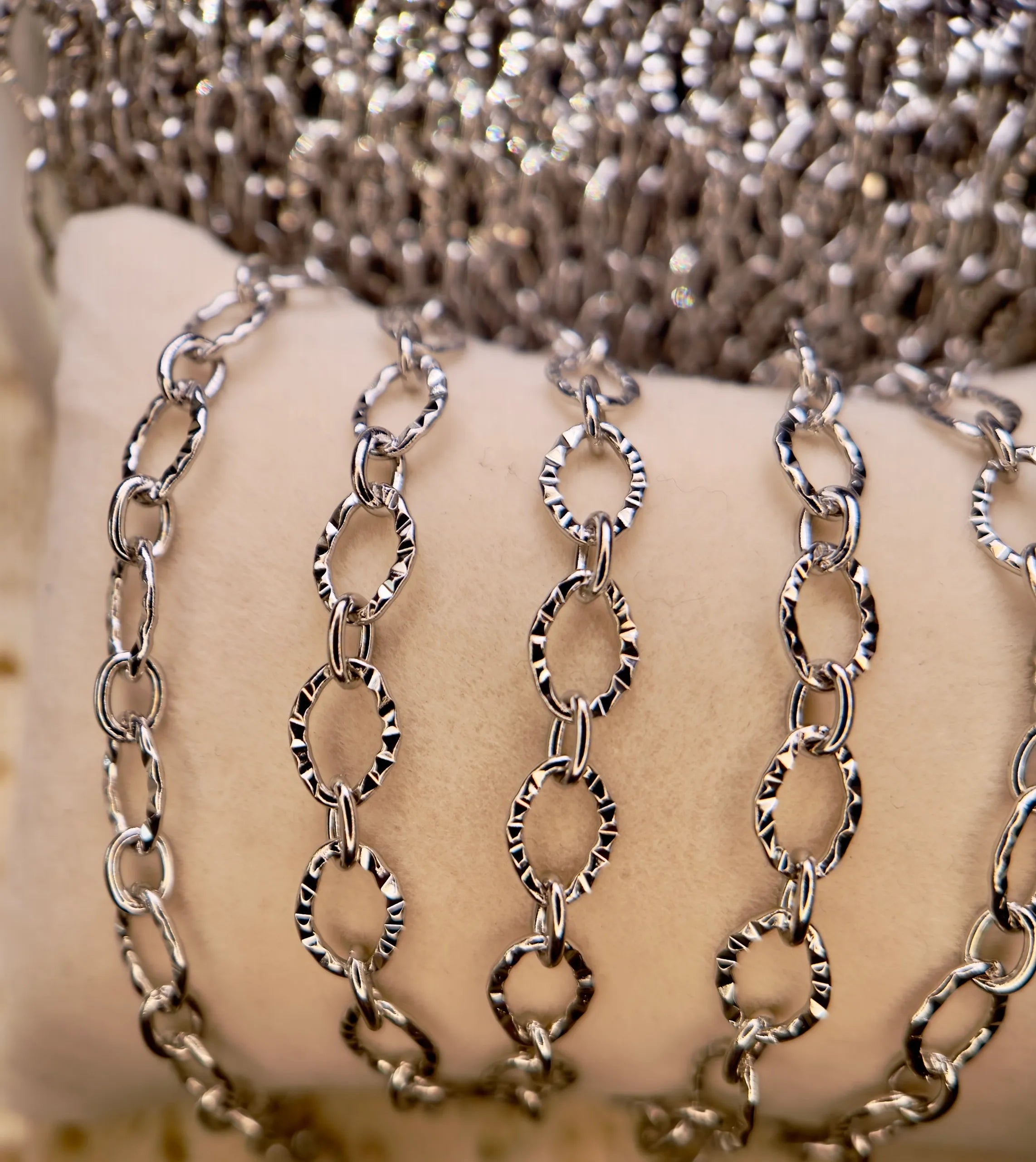 Stainless Steel Textured Oval Link Chain
