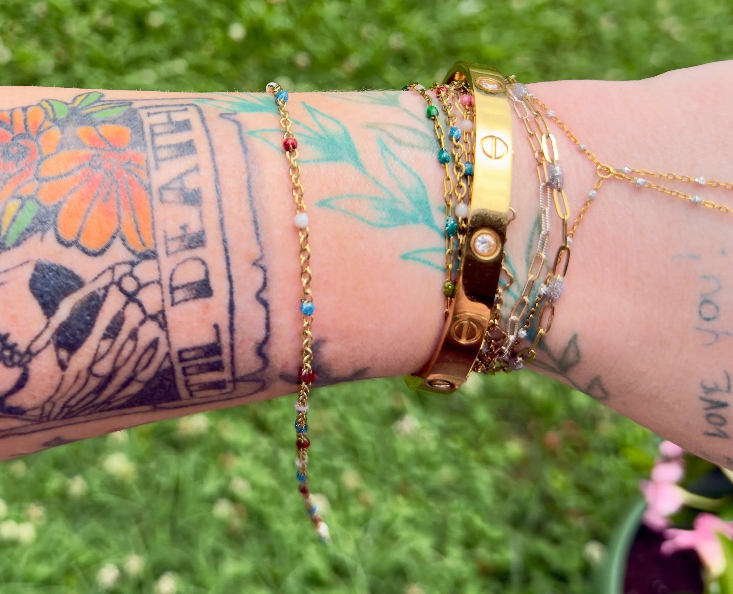 Red. White & You! | 14k PVD Gold Stainless Steel