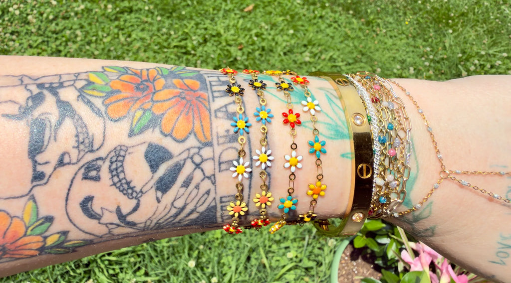 Rainbow Wildflower | 14k PVD Gold Chain