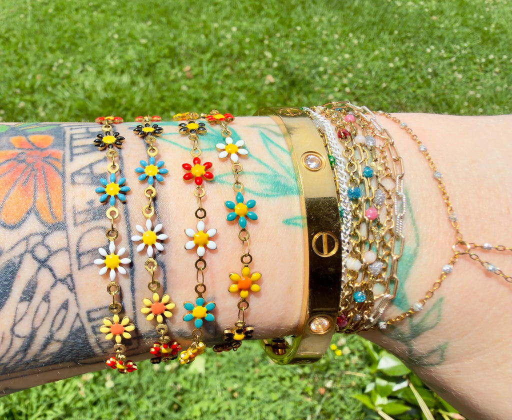 Rainbow Wildflower | 14k PVD Gold Chain