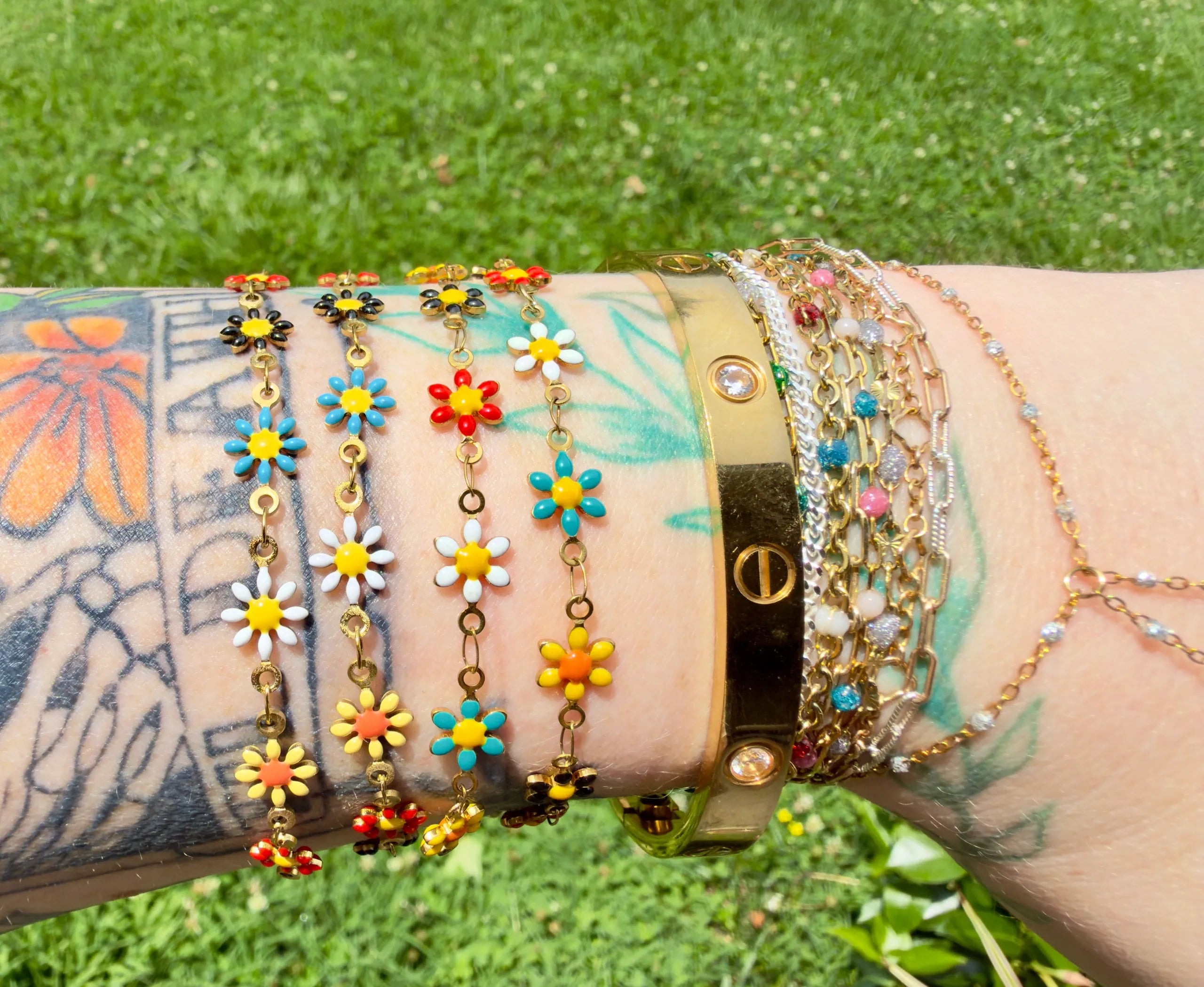 Rainbow Wildflower | 14k PVD Gold Chain